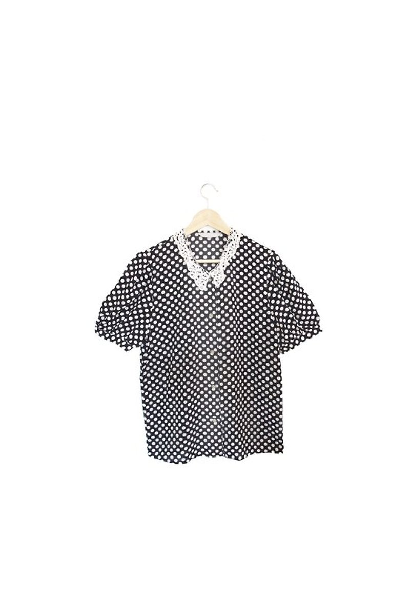 【Wahr】藤蔓白領短袖襯衫 - Women's Shirts - Other Materials Multicolor