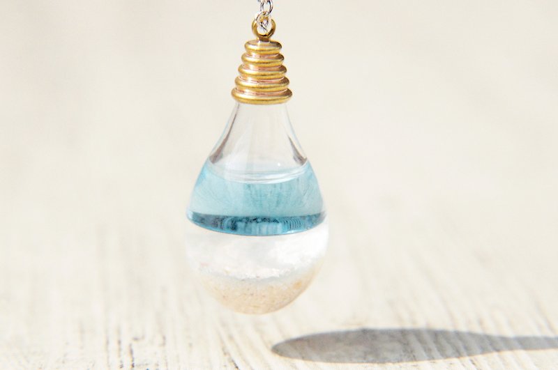 แก้ว สร้อยคอยาว สีน้ำเงิน - Western Valentine's Day Gift / Ocean Wind / British Transparent Glass Ball Necklace-Aqua Blue Ocean