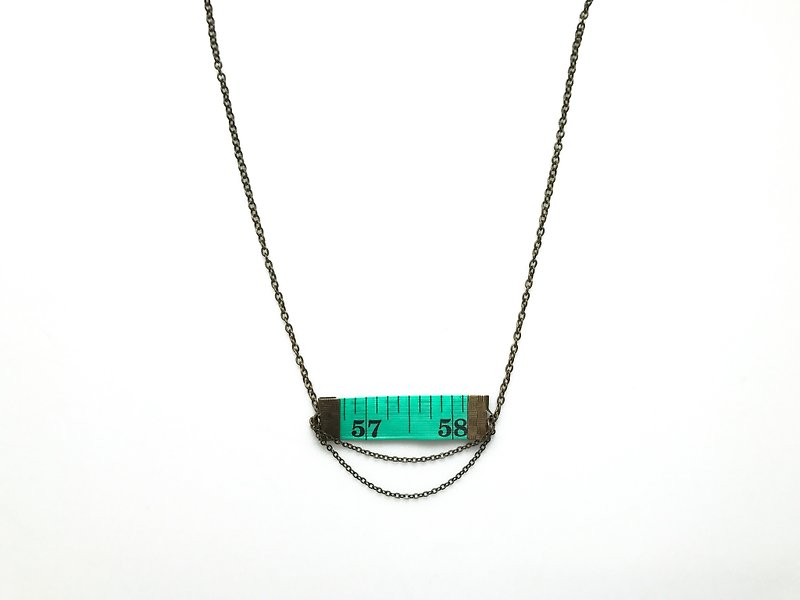 Inch Necklace| Tape measure Necklace | Green - สร้อยคอ - โลหะ สีเขียว