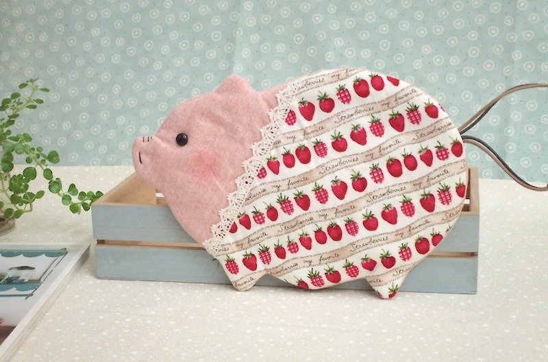 豬造型小包 - 散紙包 - 棉．麻 粉紅色