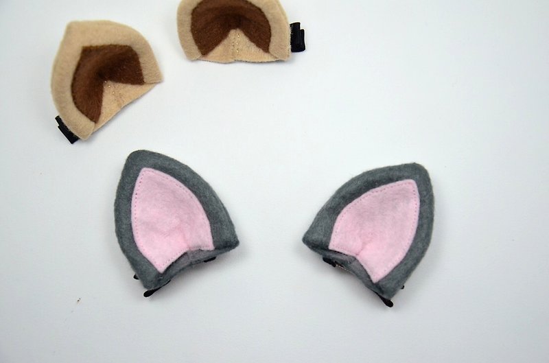 Kawaii cat ear hairpin (pair) - Bibs - Other Materials 