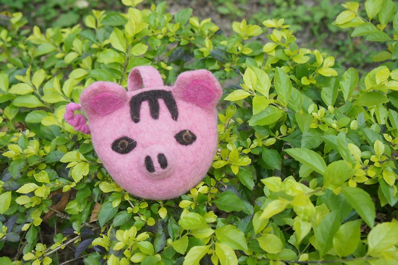 saibaba ethnique // pink pig purse / pouch - Coin Purses - Wool Red