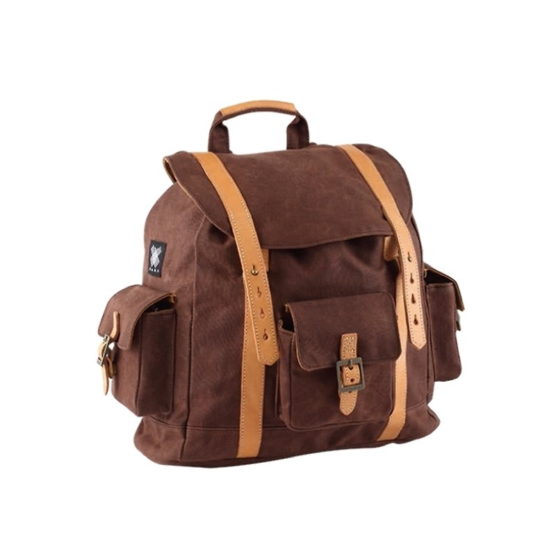 H.A.N.D Backpack │S│ chocolate - กระเป๋าเป้สะพายหลัง - ผ้าฝ้าย/ผ้าลินิน สีนำ้ตาล