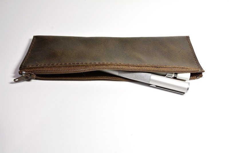 W&Y Atelier - Leather Pencil Bag(limited-edition) - Pencil Cases - Genuine Leather Brown