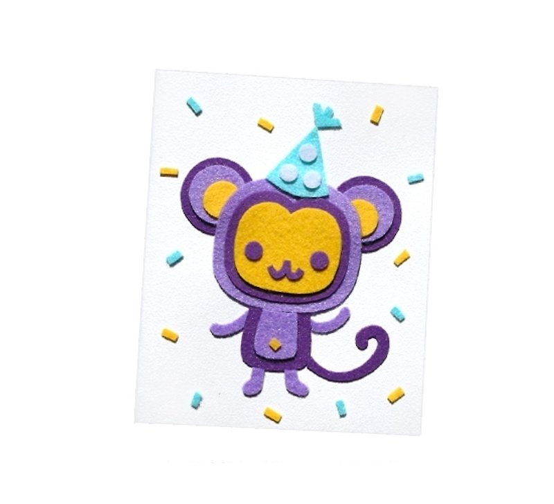 Handmade animal card _ monkey... birthday card, universal card, thank you card - Cards & Postcards - Paper Multicolor