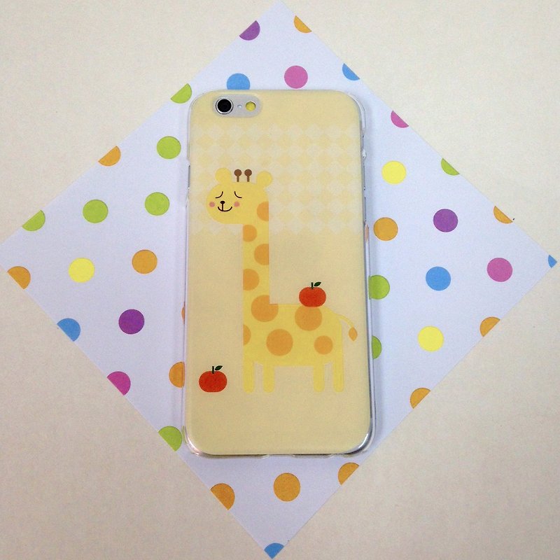 香港原創設計 黃色長頸鹿與柳橙 iPhone X,  iPhone 8,  iPhone 8 Plus,  iPhone 7, iPhone 7 Plus, iphone 6/6S , iphone 6/6S PLUS, Samsung Galaxy Note 7 透明手機殼 - 手機殼/手機套 - 塑膠 黃色