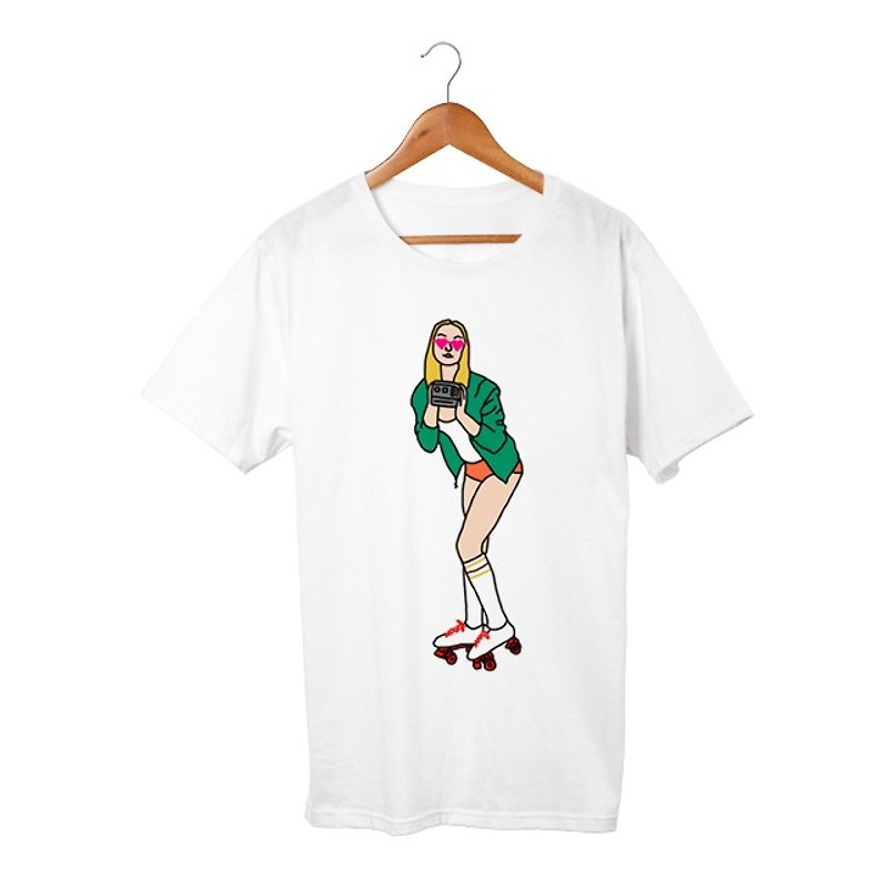 Skate Girl T-shirt - เสื้อยืดผู้ชาย - ผ้าฝ้าย/ผ้าลินิน ขาว