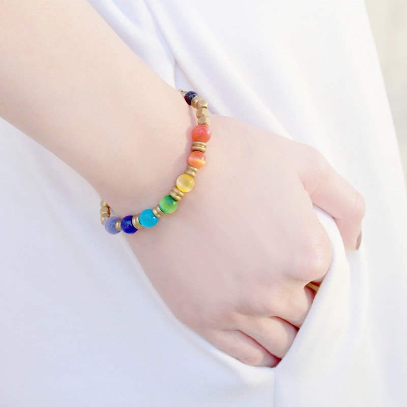 Colorful rainbow sugar :: - Stone/ Blue Jinsha Stone/ Bronze/ bracelet bracelet gift custom designs - Bracelets - Gemstone Multicolor