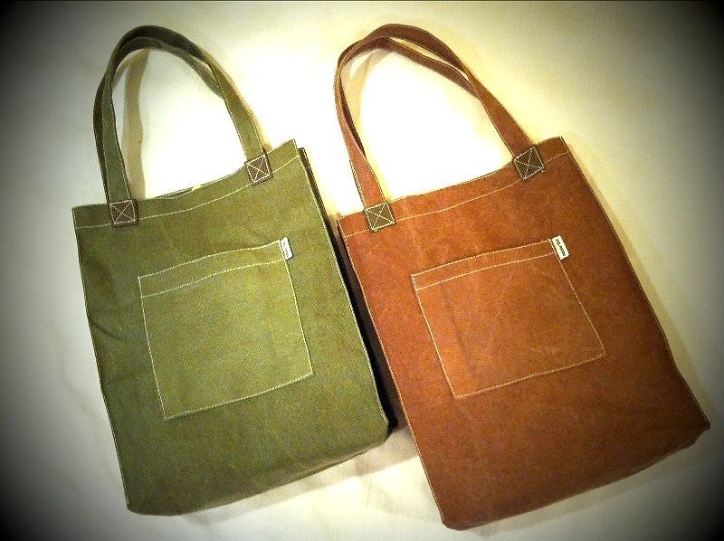假文青書袋/橄欖綠 - Messenger Bags & Sling Bags - Other Materials Green