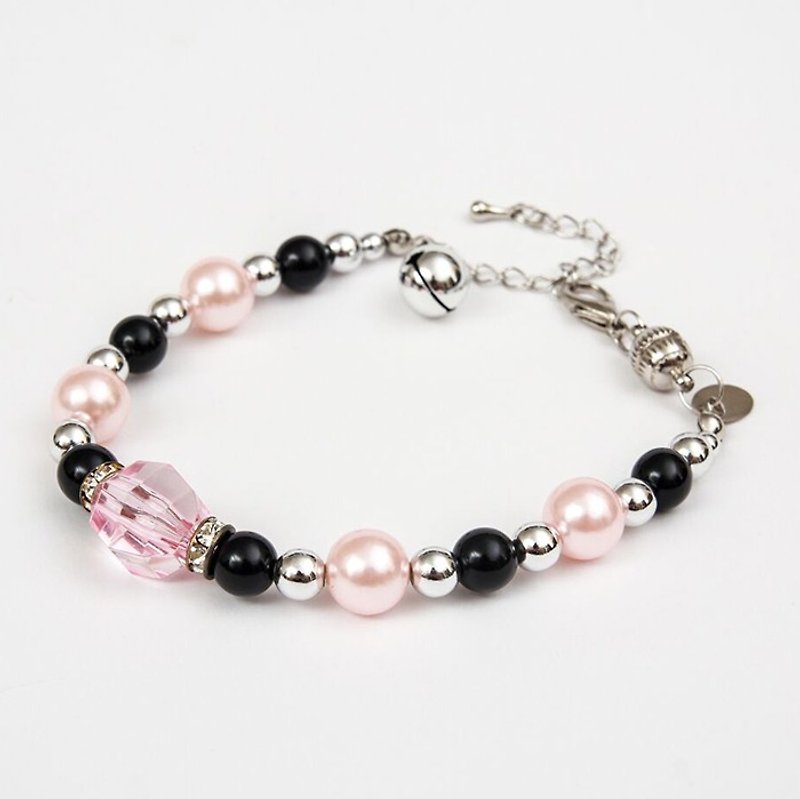 Ella Wang Design Gemstone Pearl Necklace-Pink Cat Necklace Collar - Collars & Leashes - Plastic Pink