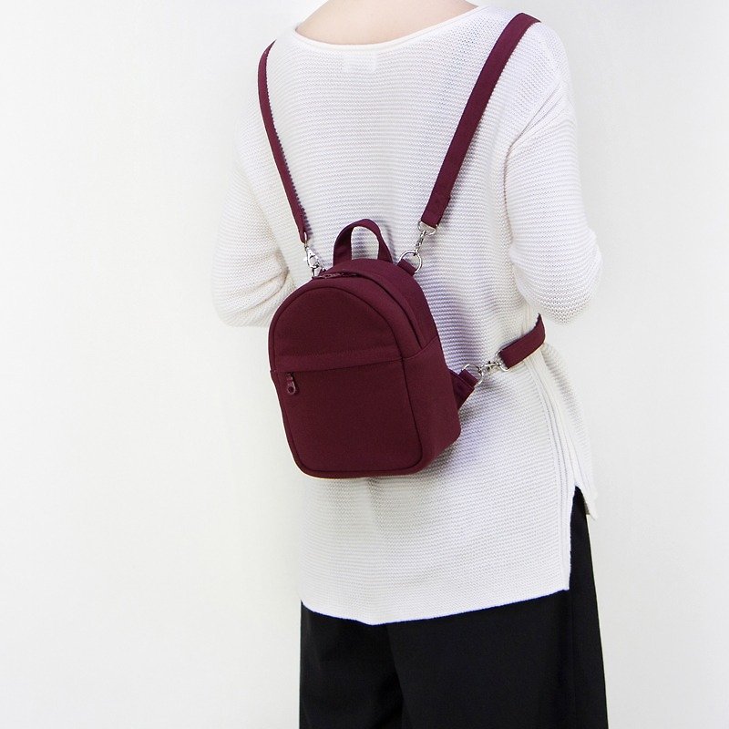 Small 3 Ways Backpack in Canvas/Long Shoulder/Cross-body/Available in 8 colors - Messenger Bags & Sling Bags - Cotton & Hemp Red