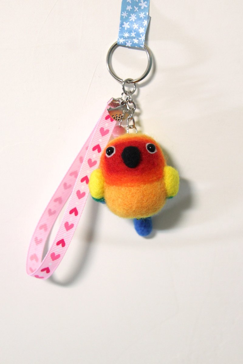 Rolia's Handmade Golden Sun Parrot Wool Felt Charm (can be customized) - Keychains - Wool Red