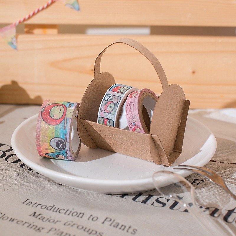 Caterpillar-daily picnic fun paper tape + storage basket - มาสกิ้งเทป - กระดาษ 