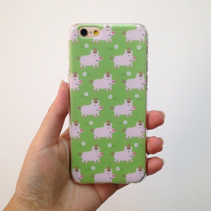 Cute Pig Pattern Print Soft / Hard Case for iPhone X,  iPhone 8,  iPhone 8 Plus,  iPhone 7 case, iPhone 7 Plus case, iPhone 6/6S, iPhone 6/6S Plus, Samsung Galaxy Note 7 case, Note 5 case, S7 Edge case, S7 case - เคส/ซองมือถือ - พลาสติก สีเขียว
