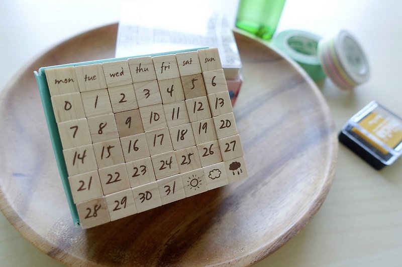 Di Meng Qi - Day By Day calendar stamp group engraved [Wenqing handwriting models] - Stamps & Stamp Pads - Wood Brown