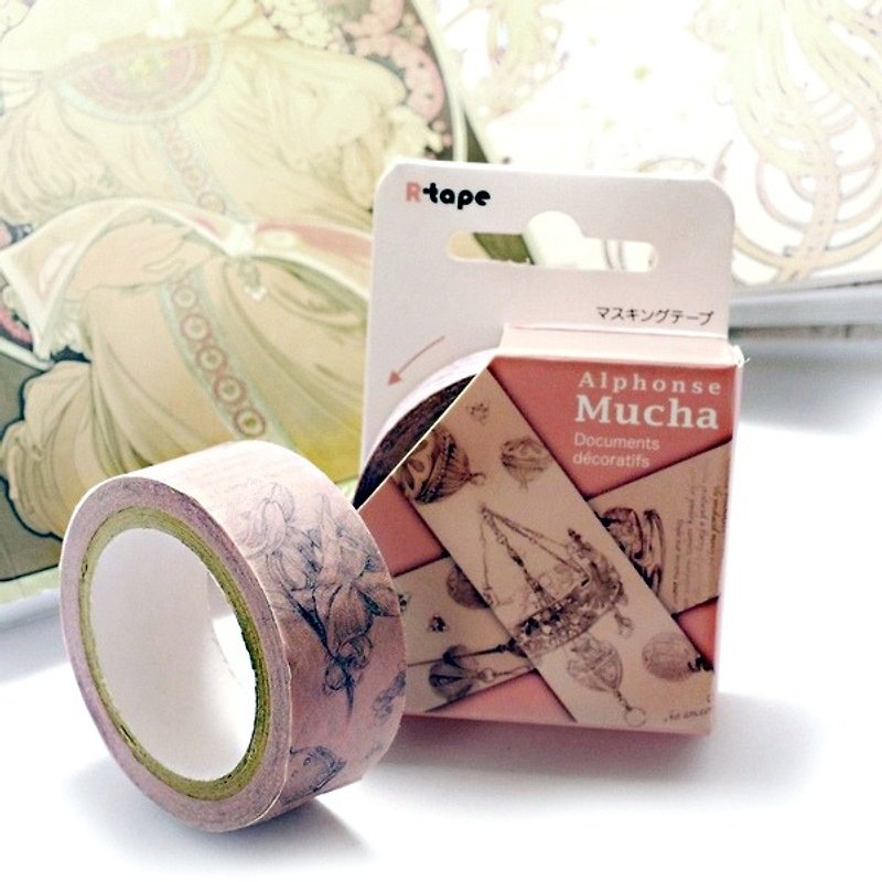 Art Master Mucha - Decorative Manuscript Paper Tape Pearl Powder - Washi Tape - Paper Multicolor