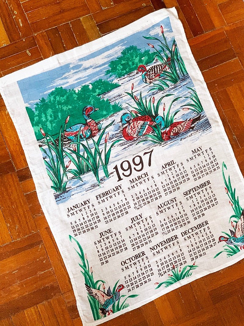 1997 American Early Cloth Calendar Duck - อื่นๆ - ผ้าฝ้าย/ผ้าลินิน สีเขียว