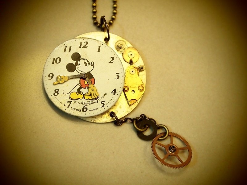 Mickey 60s 日本古董錶Steampunk 項鍊 - Necklaces - Other Materials White
