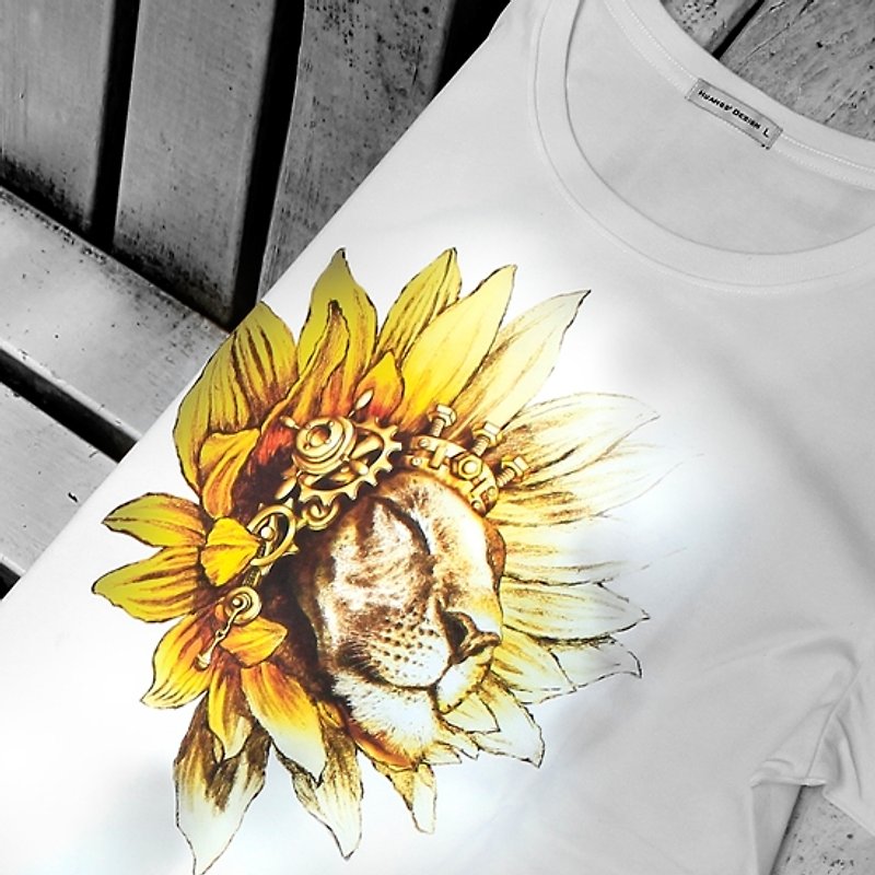 The sunflower - เสื้อฮู้ด - ผ้าฝ้าย/ผ้าลินิน ขาว