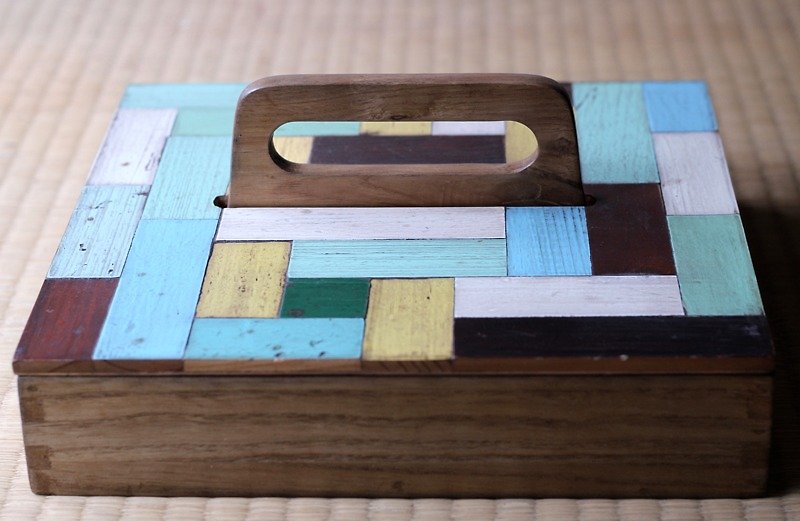 Collage wooden box▥ Large /B - Storage - Wood Brown