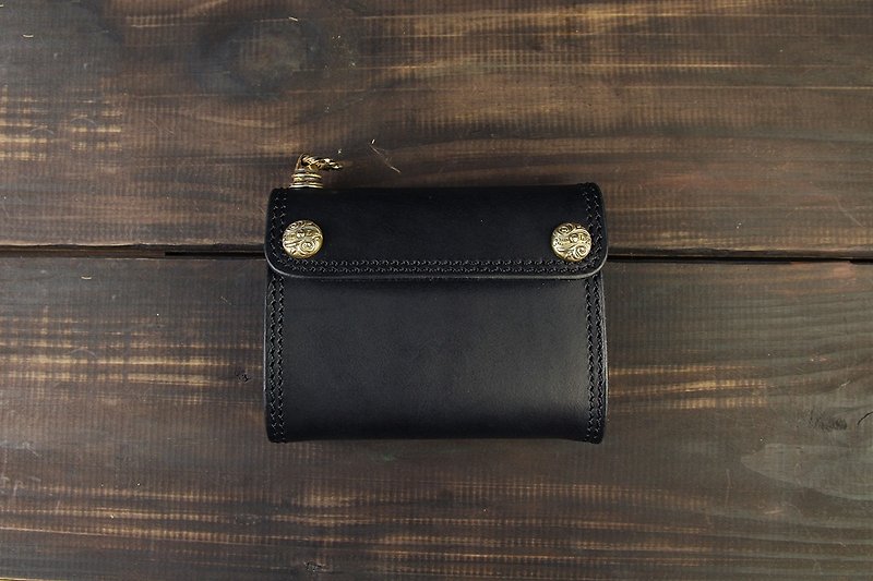 [METALIZE] carved buckle basic short clip - Wallets - Genuine Leather 