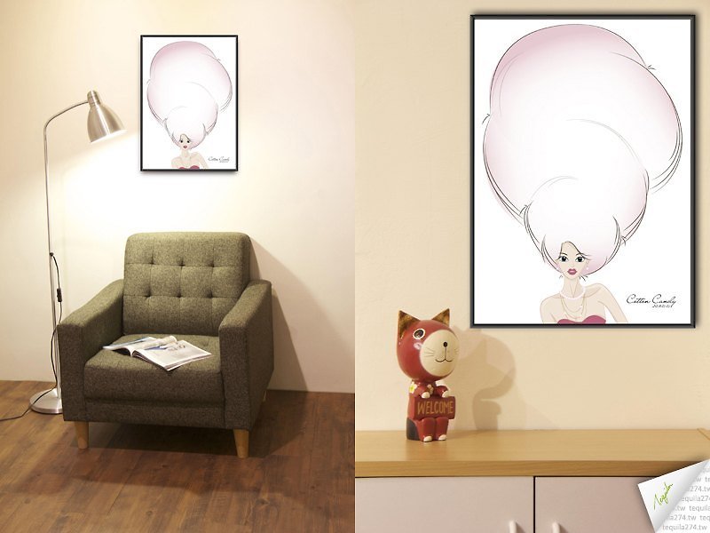 直立テキーラオリジナルデザインポスターA3  - 署名ツリー-candy女の子 - その他 - 紙 ピンク