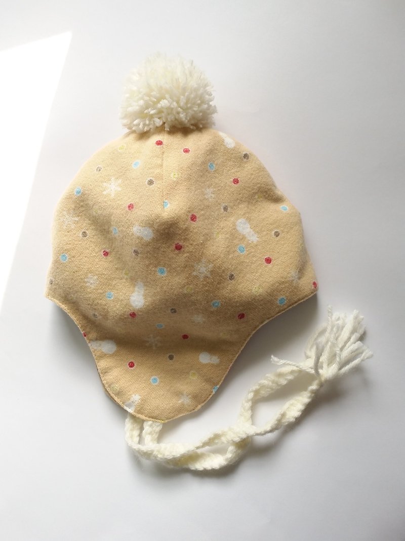 小雪人嬰幼兒飛行帽 - 嬰兒帽子/髮帶 - 棉．麻 金色