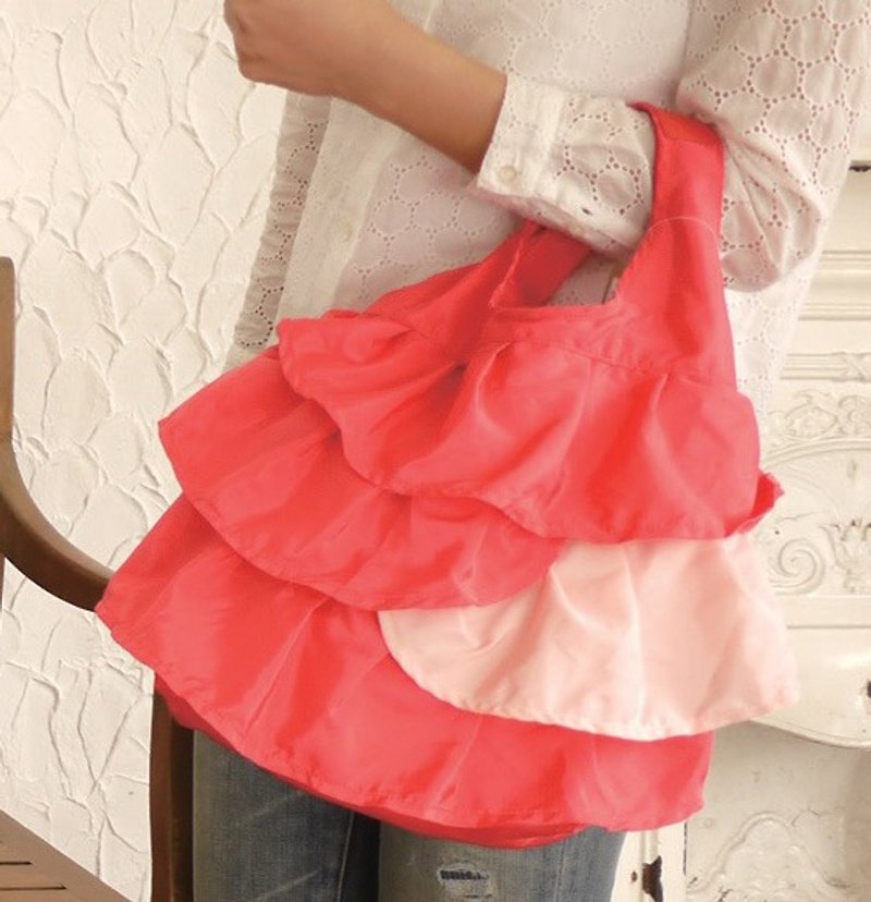 [DUAL STYLE] Japanese color contrast skirt hem bag - กระเป๋าถือ - เส้นใยสังเคราะห์ 