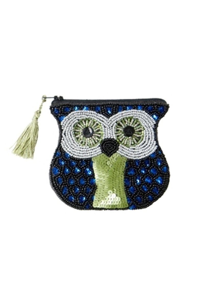 Earth tree fair trade &amp; Eco- "hand-embroidered Series" - hand-embroidered beaded owl Purse - กระเป๋าใส่เหรียญ - วัสดุอื่นๆ 