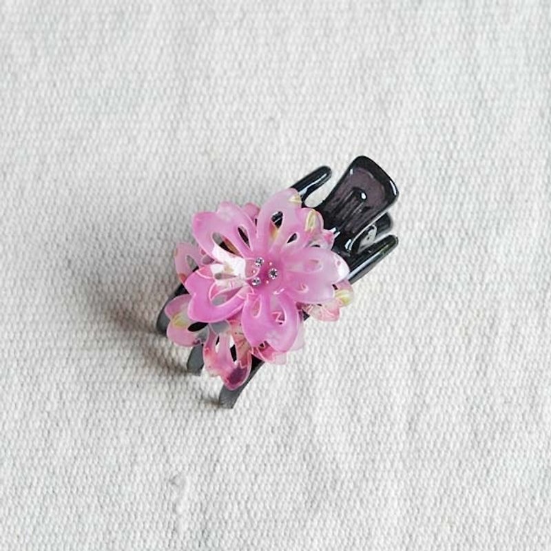Thousand Sakura Fire, Double Sakura, Three-Claw Clip, Grab Clip-Pink - Hair Accessories - Acrylic Pink