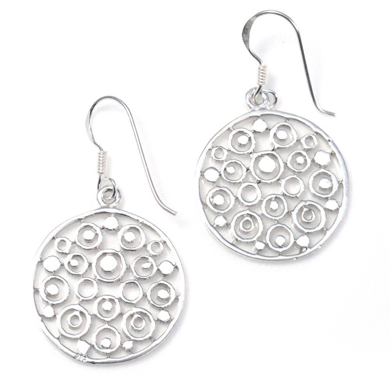 純銀耳環 捲銀藝術-正圓 925純銀 耳環-64DESIGN - 耳環/耳夾/耳骨夾 - 純銀 灰色