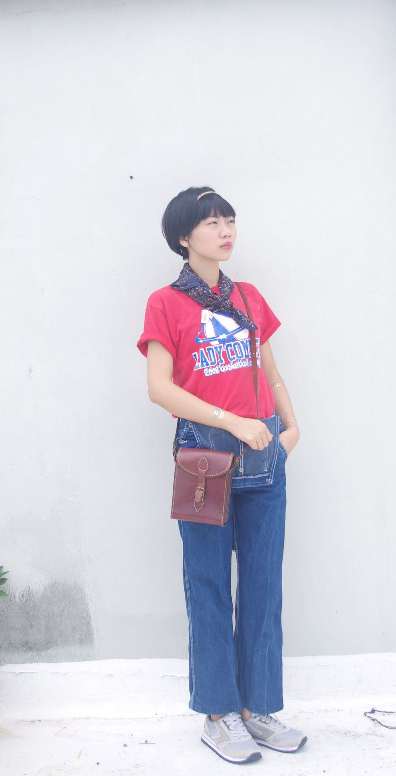 4.5studio- Japan Kanghui Shimokitazawa vintage - colors blue denim suspenders trousers white Crimping - กางเกงขายาว - วัสดุอื่นๆ สีน้ำเงิน