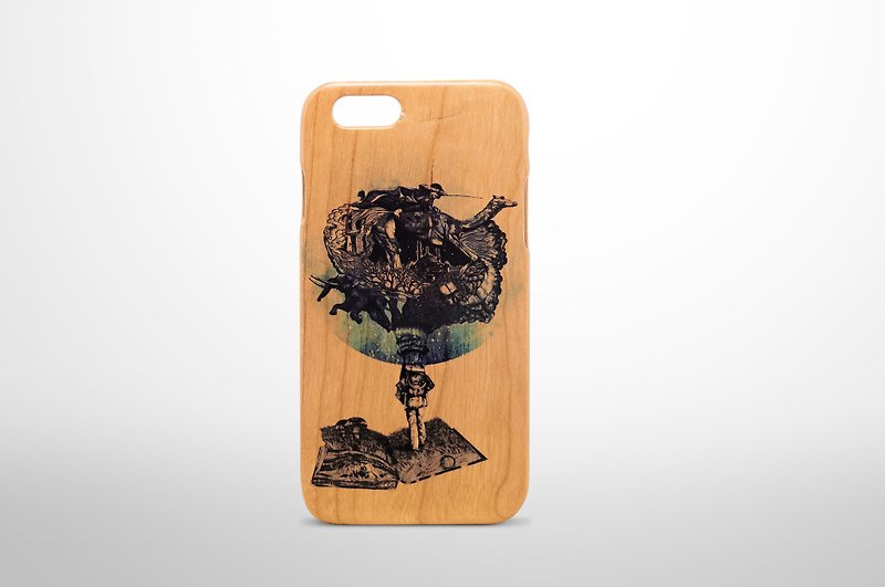 Solid wood feel i-phone 6 cherry wood phone case-lonely planet - Phone Cases - Wood Brown