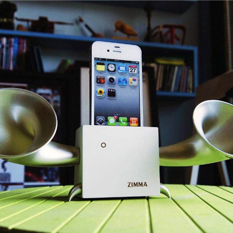 百貨店福祉商品 返品・交換不可 ZIMMA ステレオアンプ カウリ白雪姫限定版（2色） iPhone SE以下限定（i6以上、Androidモデルは対象外） - スピーカー - 木製 ホワイト