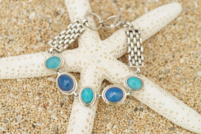 Bracelet amazonite and blue agate - Bracelets - Gemstone Blue