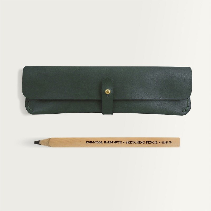 Buckle pencil case / storage bag -- forest green - กล่องดินสอ/ถุงดินสอ - หนังแท้ สีเขียว