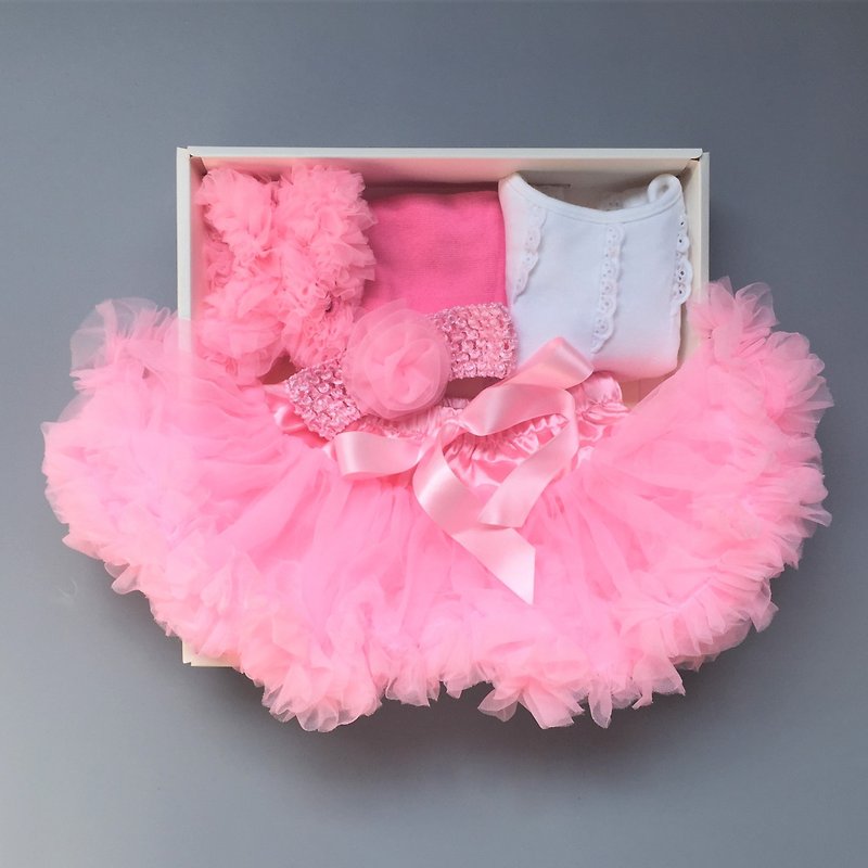 La Chamade / Little Princess Gift Set(Tutu skirt,bib,leg warmers)_0~1 Yr - ของขวัญวันครบรอบ - ผ้าฝ้าย/ผ้าลินิน สึชมพู