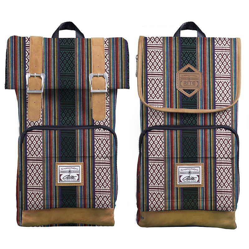 RITE twin bag flight bag x vintage bag (M) - coarse ethnic group - กระเป๋าแมสเซนเจอร์ - วัสดุกันนำ้ หลากหลายสี