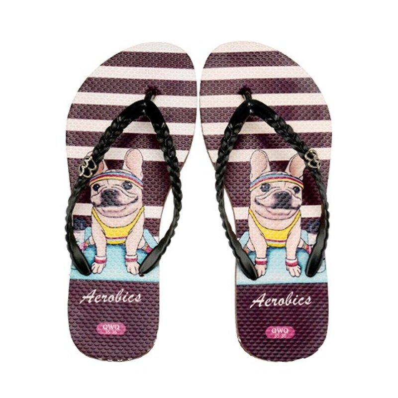 QWQ Creative Design Flip-flops - Aerobics - Coffee [ST0371507] - รองเท้าลำลองผู้หญิง - วัสดุกันนำ้ สีนำ้ตาล
