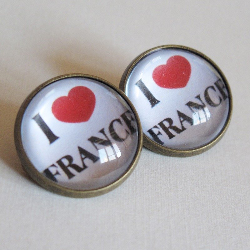 丸いイヤリング耳つぼ - I love France - ピアス・イヤリング - 金属 ホワイト