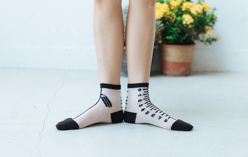 ◤ ◤ transparent ruler stationery _ _ NAKID SOCKS_ socks socks / stockings transparent / glass socks / gift exchange - Socks - Other Materials Black
