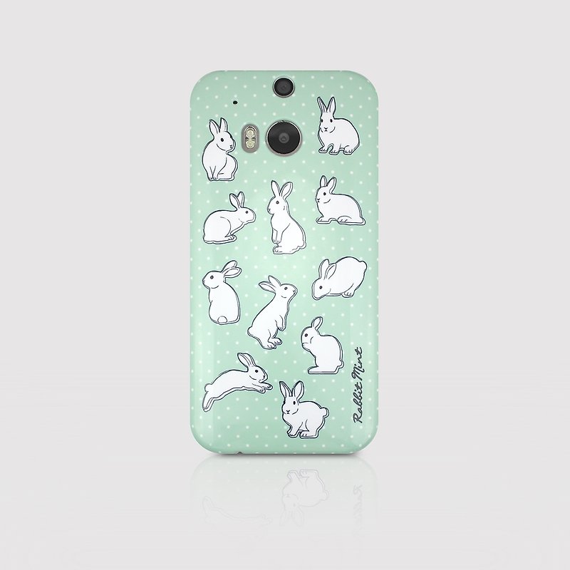 （うさぎミント）ミントウサギ電話ケース - ポルカドットシリーズ -  HTC One M8（P00051） - スマホケース - プラスチック グリーン