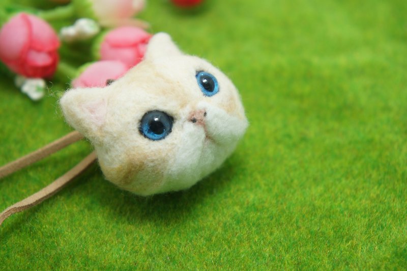 [毛毛兔]可愛羊毛氈黃色貓 胸針 扣針 項鍊兩用 可客製化 - 項鍊 - 羊毛 