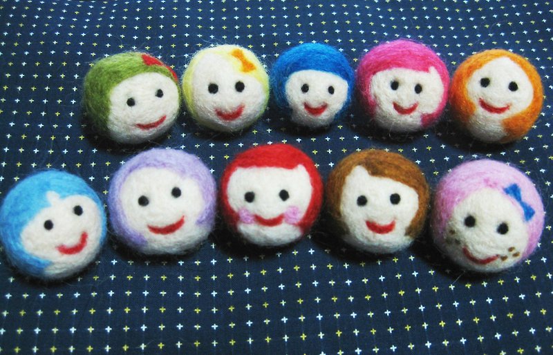 Minibobi hand-made wool felt - smiling baby - Charms - Wool Multicolor