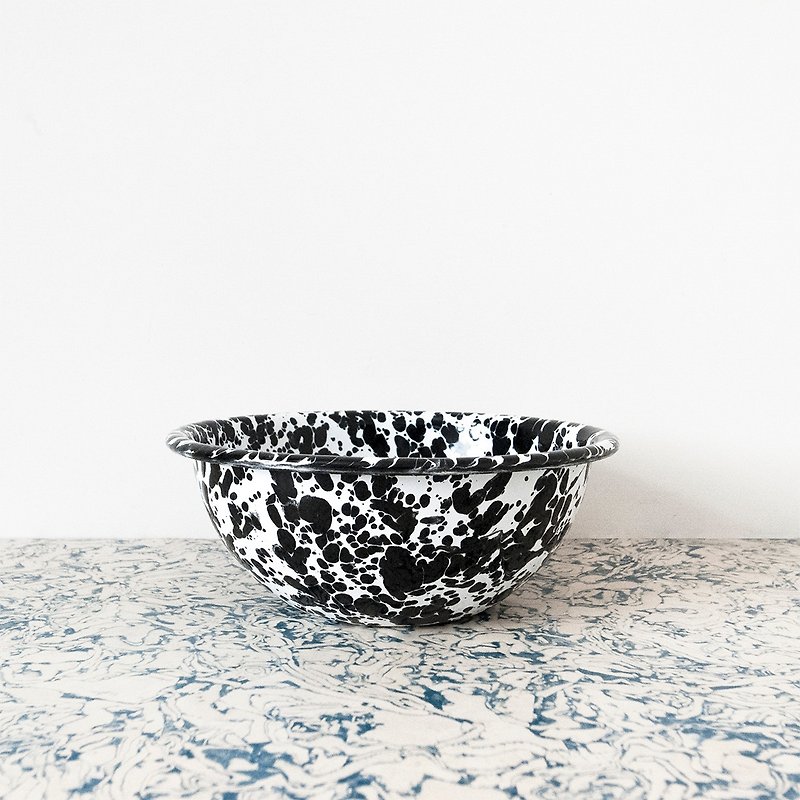 珐琅 Bowl - Black and White Marble - Bowls - Enamel Black