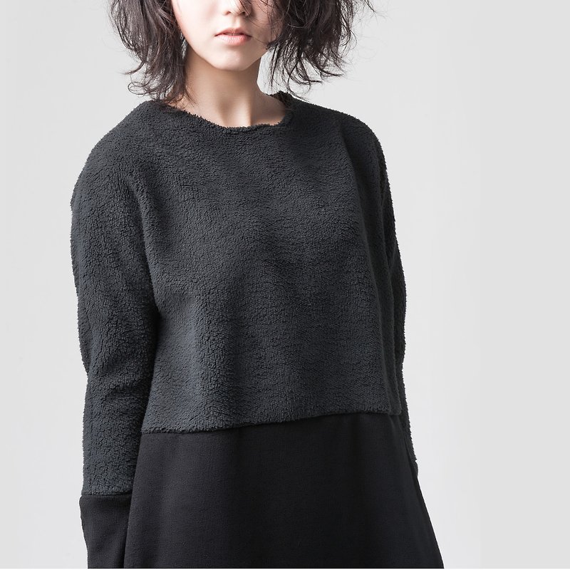 【DRESS】珊瑚絨洋裝 - 洋裝/連身裙 - 羊毛 黑色