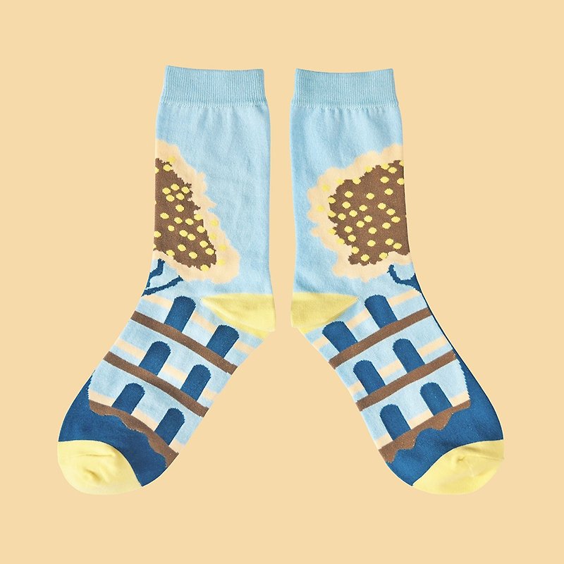 果樹棉質中筒襪 / 襪子 / 天藍 - 襪子 - 棉．麻 藍色