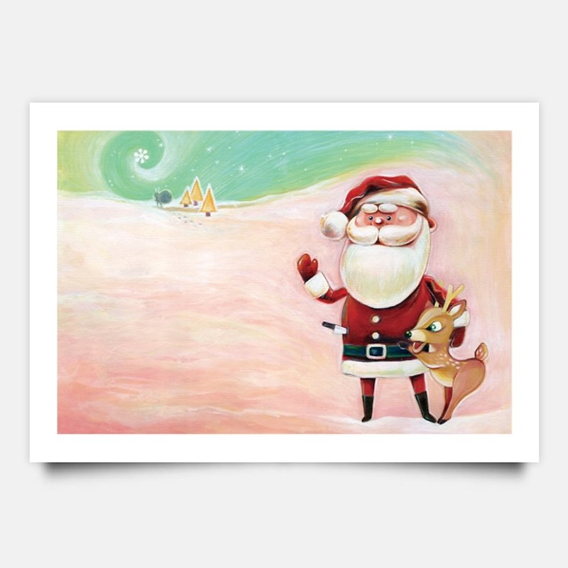 Happiness follow / Christmas Postcard - Cards & Postcards - Paper Pink