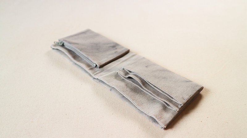 (Graduation gift pre-sale) Confused gray hand dyed horizontal short clip (can be burnt English characters free) - Wallets - Other Materials Gray