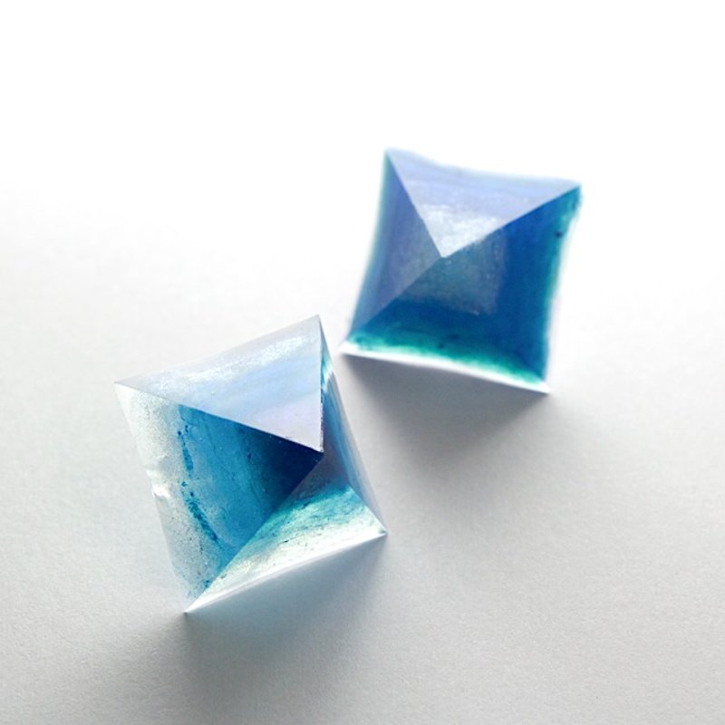 Pyramid earrings (Aoike) - Earrings & Clip-ons - Other Materials Blue